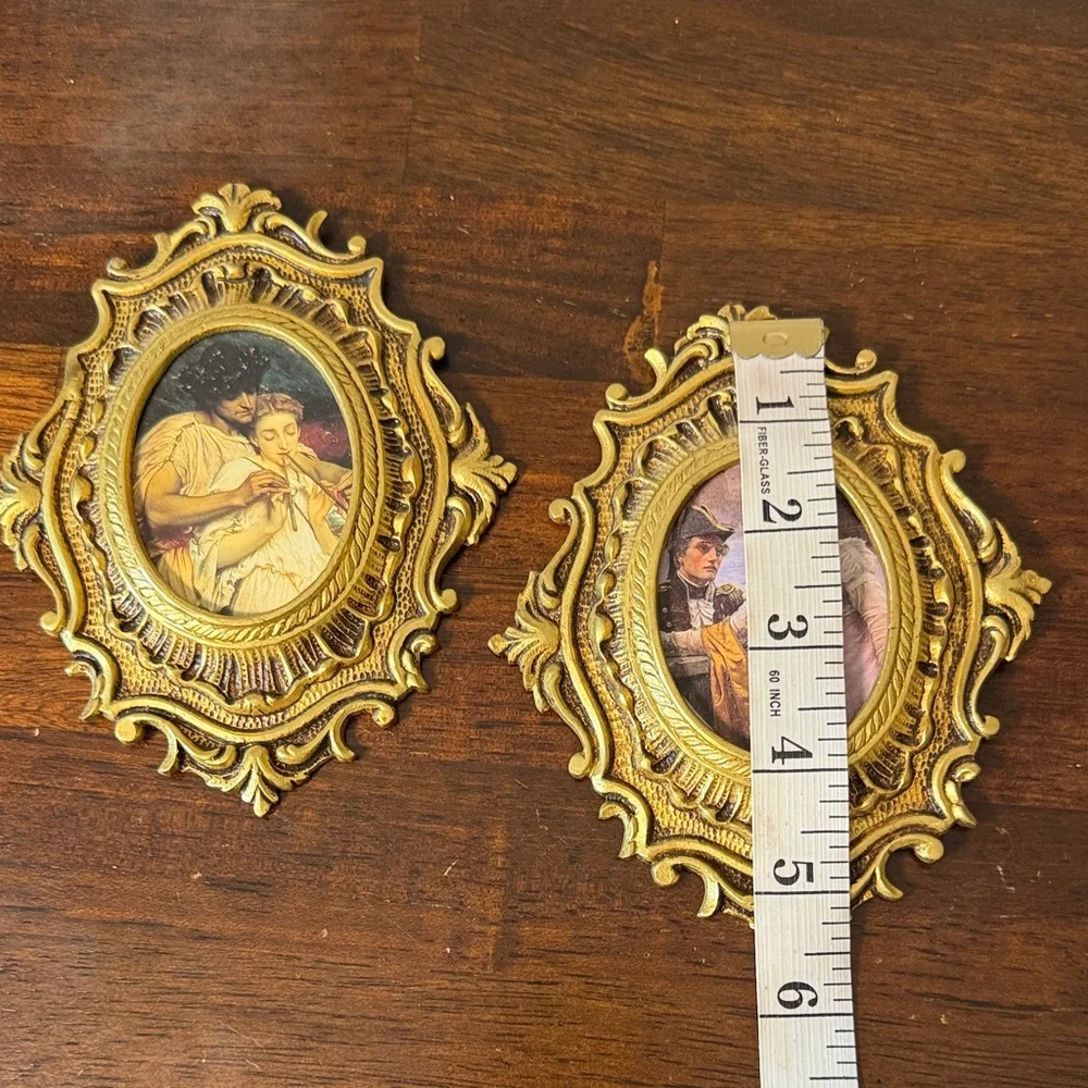 Vintage 60s Ornate Gold Oval -Style Wall Plaques - Set of 2 Made in Spain 1960s